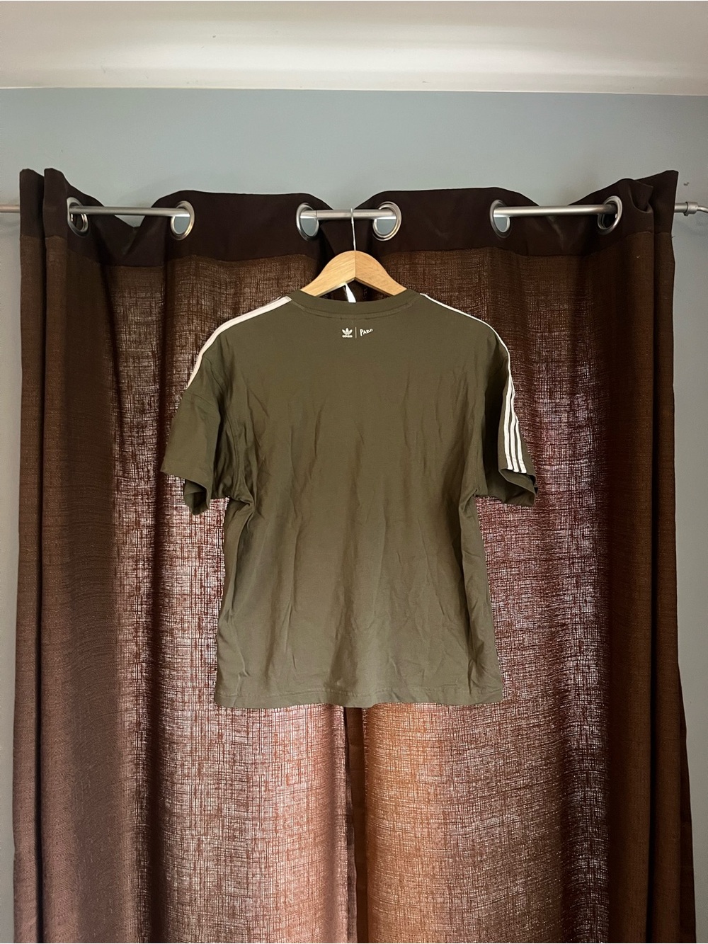 adidas Parley Olive Green Short Sleeve 3-Stripe Crew Tee - Picture 3 of 5